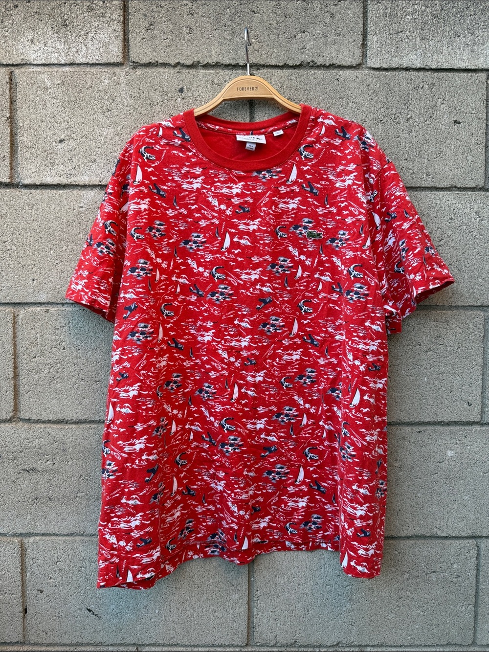Red Nautical-Pattern Short-Sleeve Tee